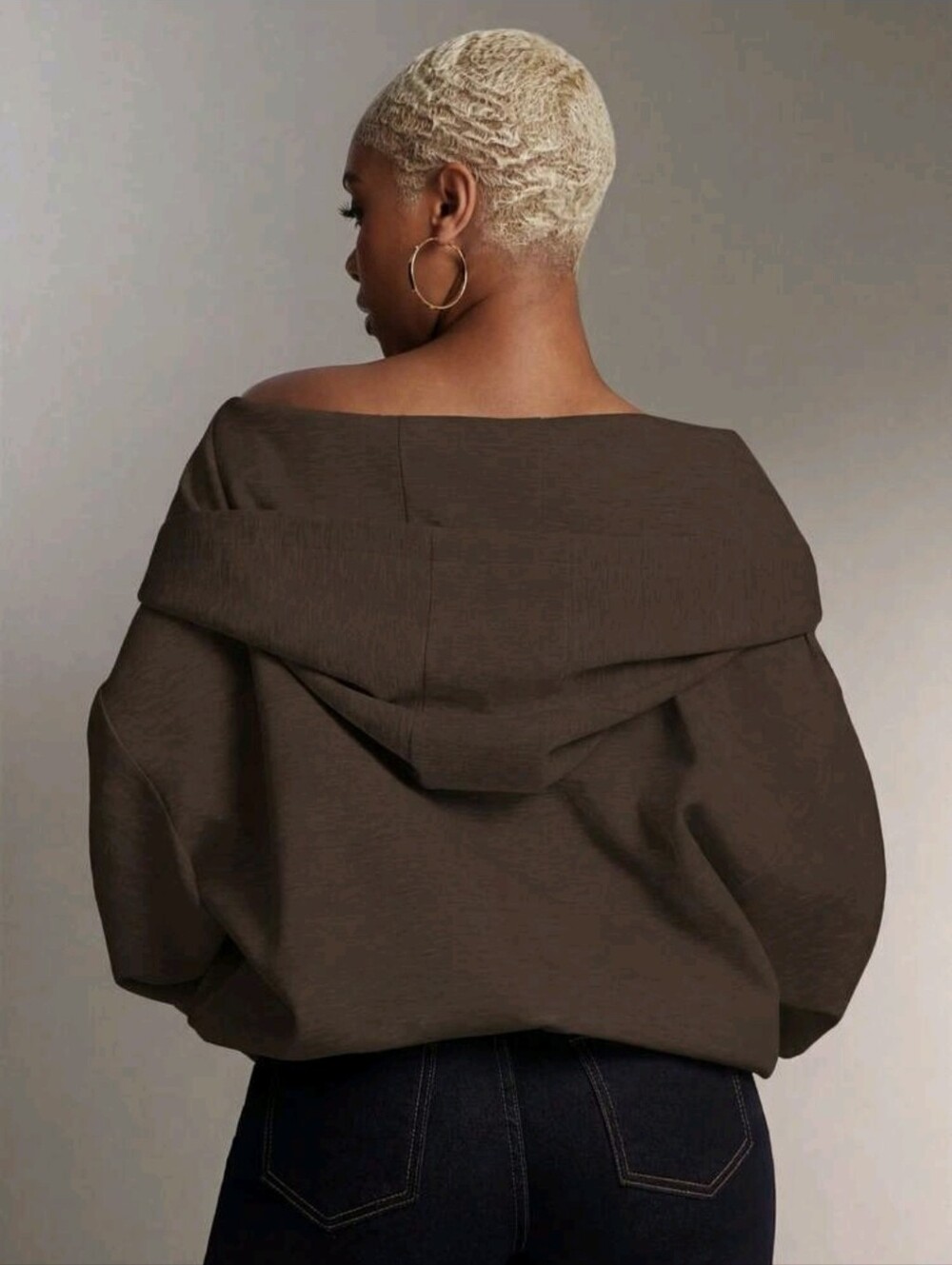 Oversized Hooded Top ▪︎ Chocolate ▪︎ LG - Picture 4 of 11